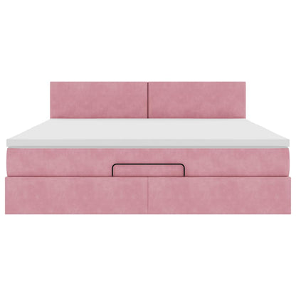 Ottoman-Bett mit Matratze Rosa 180x200 cm Samt