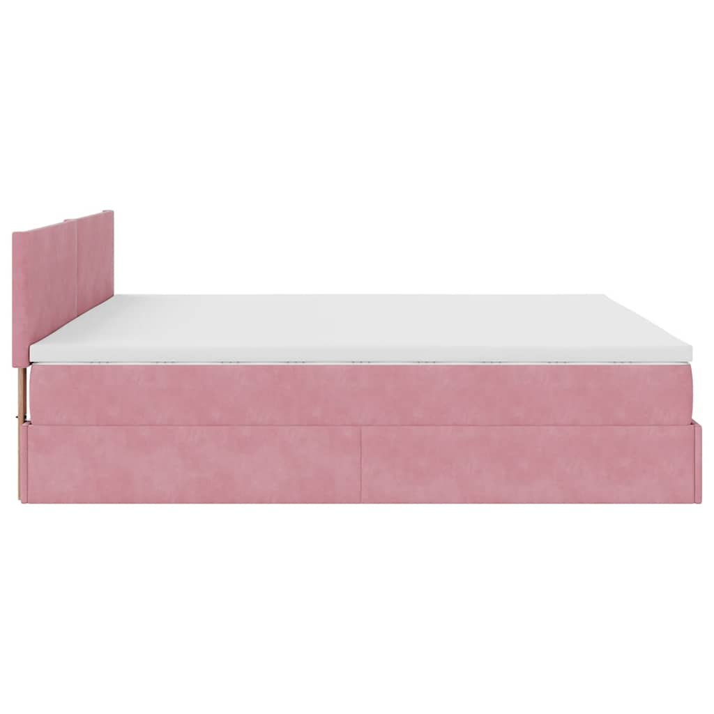 Ottoman-Bett mit Matratze Rosa 180x200 cm Samt