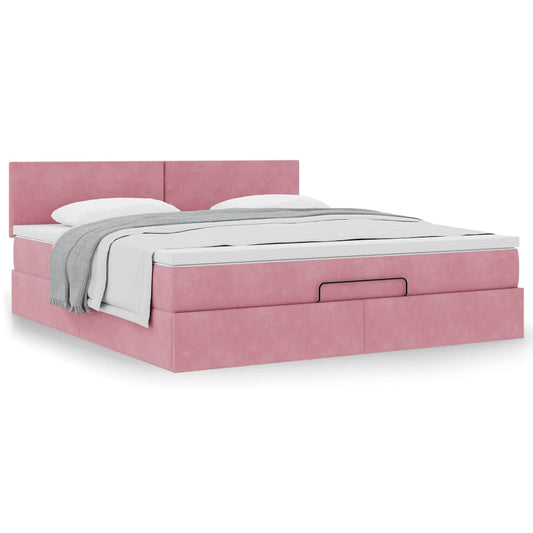 Ottoman-Bett mit Matratze Rosa 180x200 cm Samt