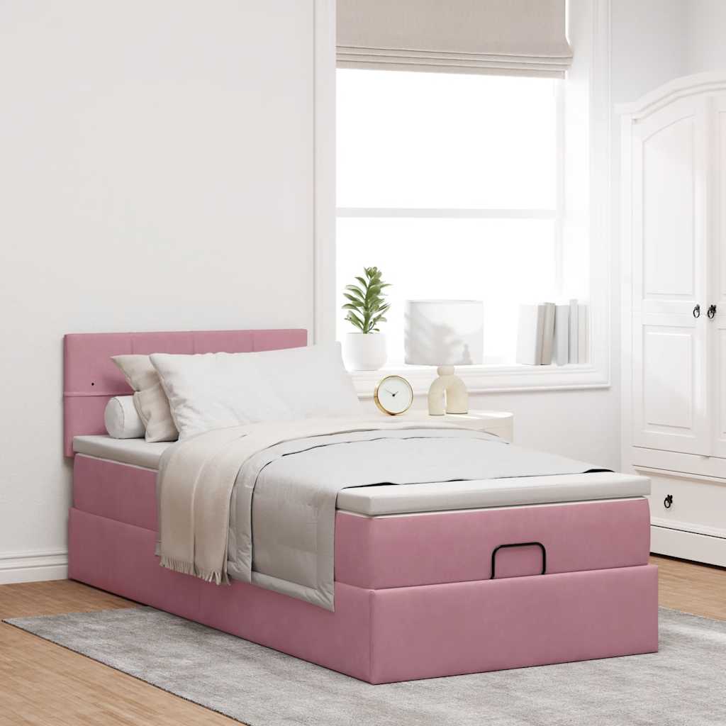 Ottoman-Bett mit Matratze Rosa 80x200 cm Samt