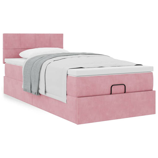 Ottoman-Bett mit Matratze Rosa 80x200 cm Samt