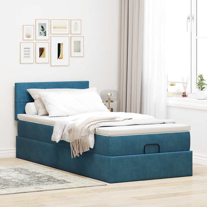 Ottoman-Bett mit Matratze Dunkelblau 90x190 cm Samt