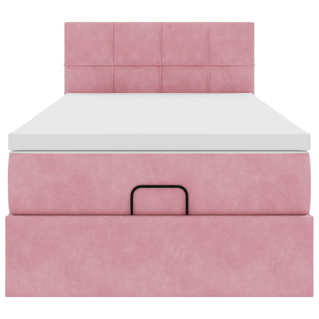 Ottoman-Bett mit Matratze Rosa 90x200 cm Samt