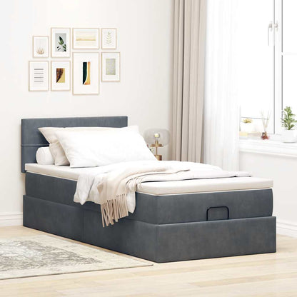 Ottoman-Bett mit Matratze Dunkelgrau 100x200 cm Samt