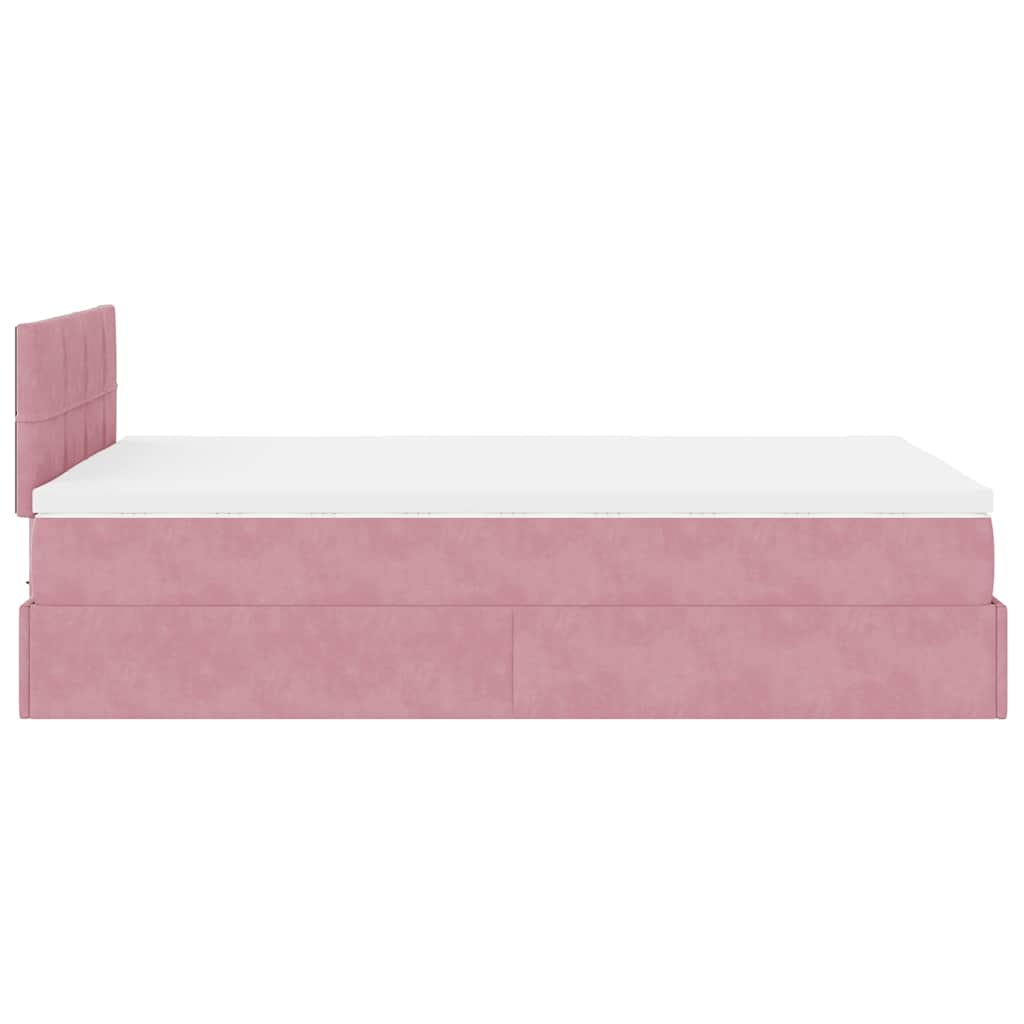 Ottoman-Bett mit Matratze Rosa 120x190 cm Samt