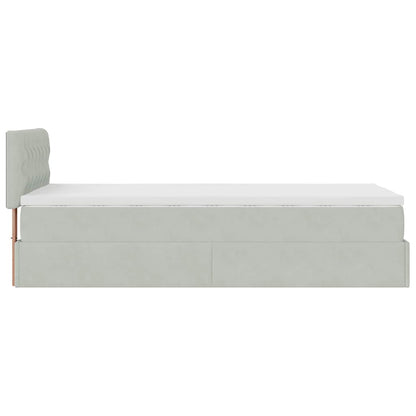 Ottoman-Bett mit Matratze Hellgrau 80x200 cm Samt