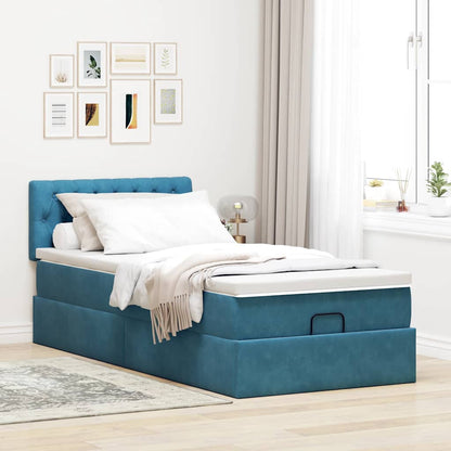 Ottoman-Bett mit Matratze Dunkelblau 80x200 cm Samt