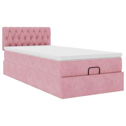 Ottoman-Bett mit Matratze Rosa 80x200 cm Samt