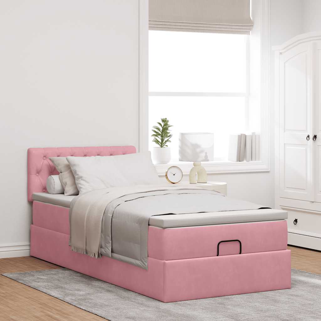 Ottoman-Bett mit Matratze Rosa 80x200 cm Samt