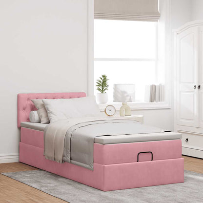 Ottoman-Bett mit Matratze Rosa 80x200 cm Samt