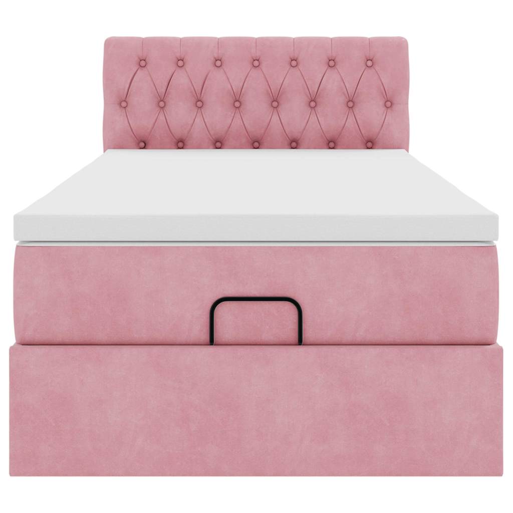 Ottoman-Bett mit Matratze Rosa 90x200 cm Samt