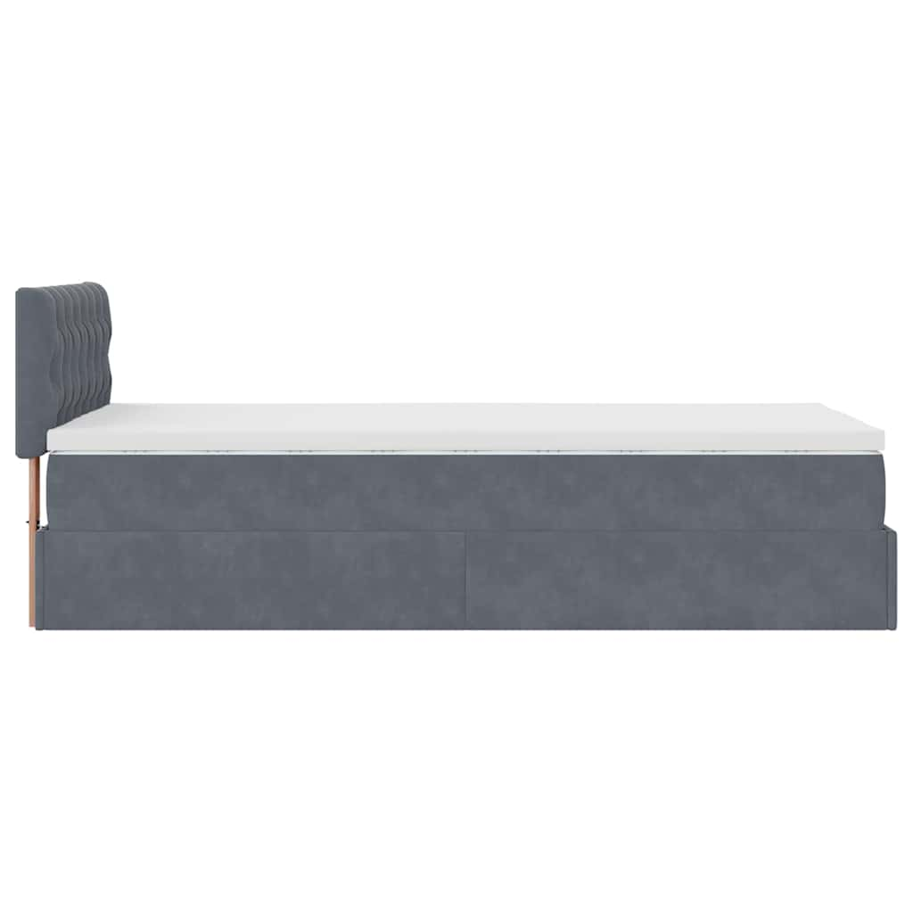 Ottoman-Bett mit Matratze Dunkelgrau 100x200 cm Samt