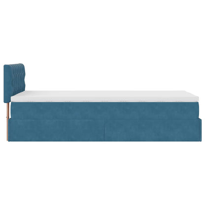 Ottoman-Bett mit Matratze Dunkelblau 100x200 cm Samt