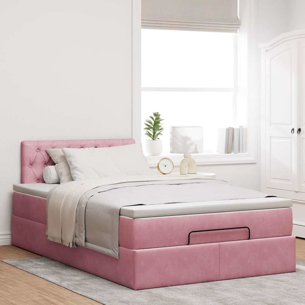 Ottoman-Bett mit Matratze Rosa 120x190 cm Samt