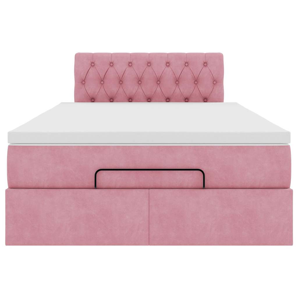 Ottoman-Bett mit Matratze Rosa 120x190 cm Samt