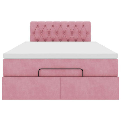 Ottoman-Bett mit Matratze Rosa 120x190 cm Samt