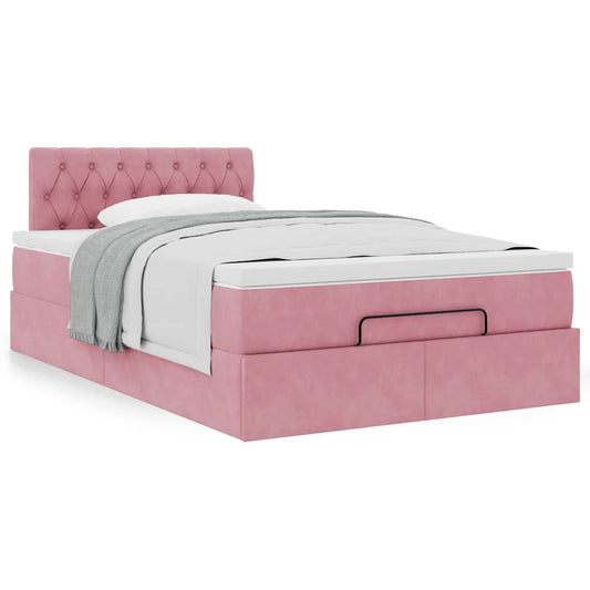 Ottoman-Bett mit Matratze Rosa 120x190 cm Samt