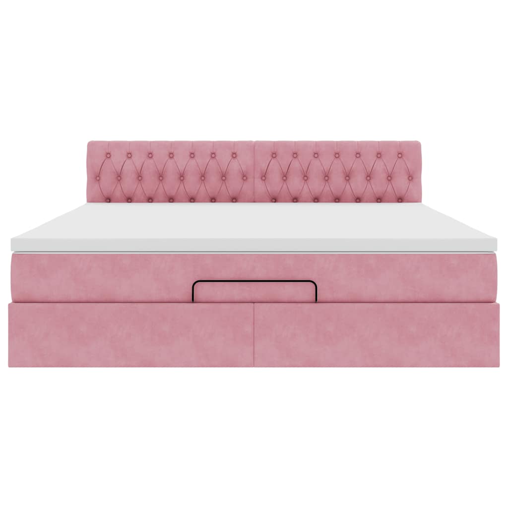 Ottoman-Bett mit Matratze Rosa 180x200 cm Samt