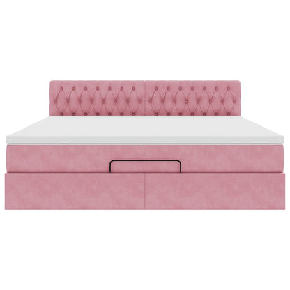 Ottoman-Bett mit Matratze Rosa 180x200 cm Samt