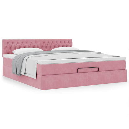 Ottoman-Bett mit Matratze Rosa 180x200 cm Samt