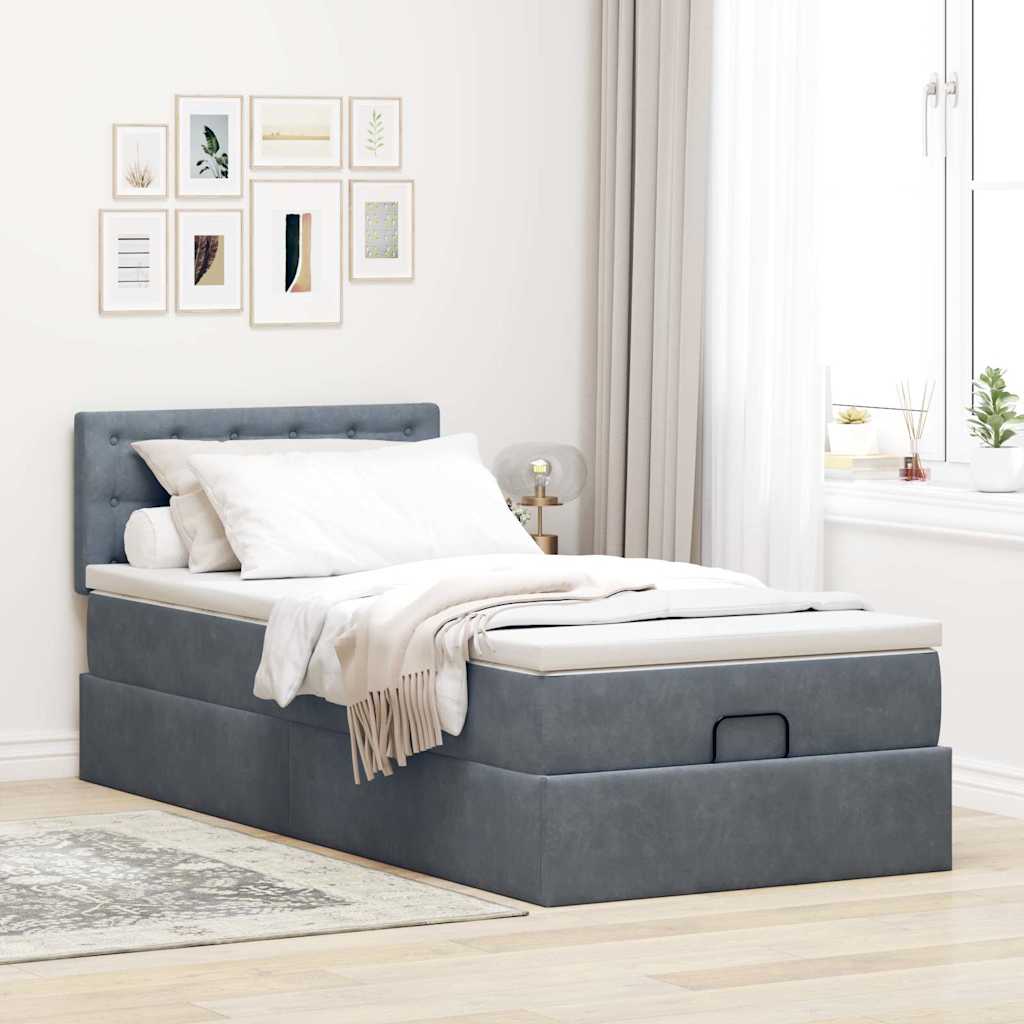 Ottoman-Bett mit Matratze Dunkelgrau 80x200 cm Samt