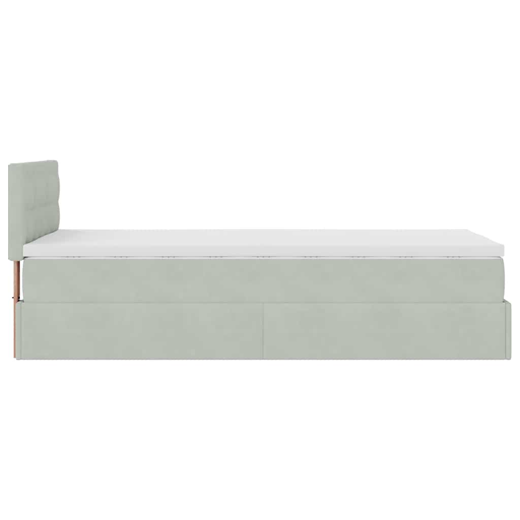 Ottoman-Bett mit Matratze Hellgrau 90x190 cm Samt