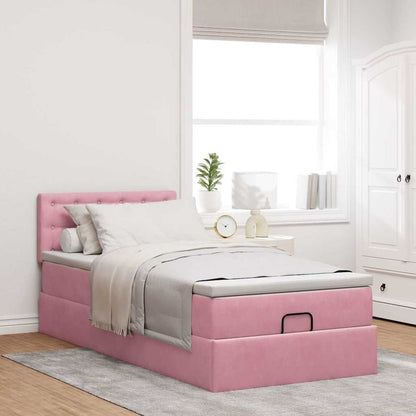 Ottoman-Bett mit Matratze Rosa 90x190 cm Samt