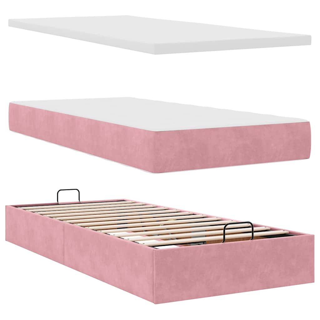 Ottoman-Bett mit Matratze Rosa 90x190 cm Samt