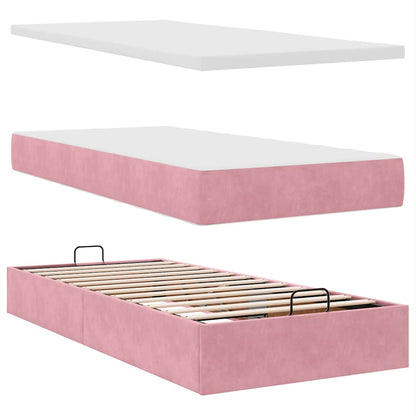 Ottoman-Bett mit Matratze Rosa 90x200 cm Samt