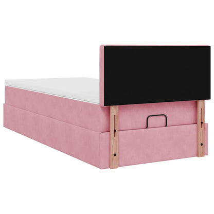 Ottoman-Bett mit Matratze Rosa 90x200 cm Samt