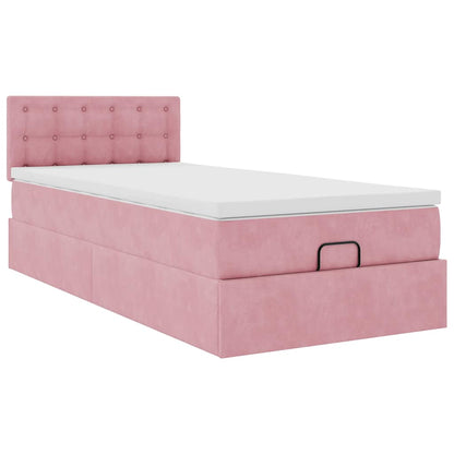 Ottoman-Bett mit Matratze Rosa 100x200 cm Samt