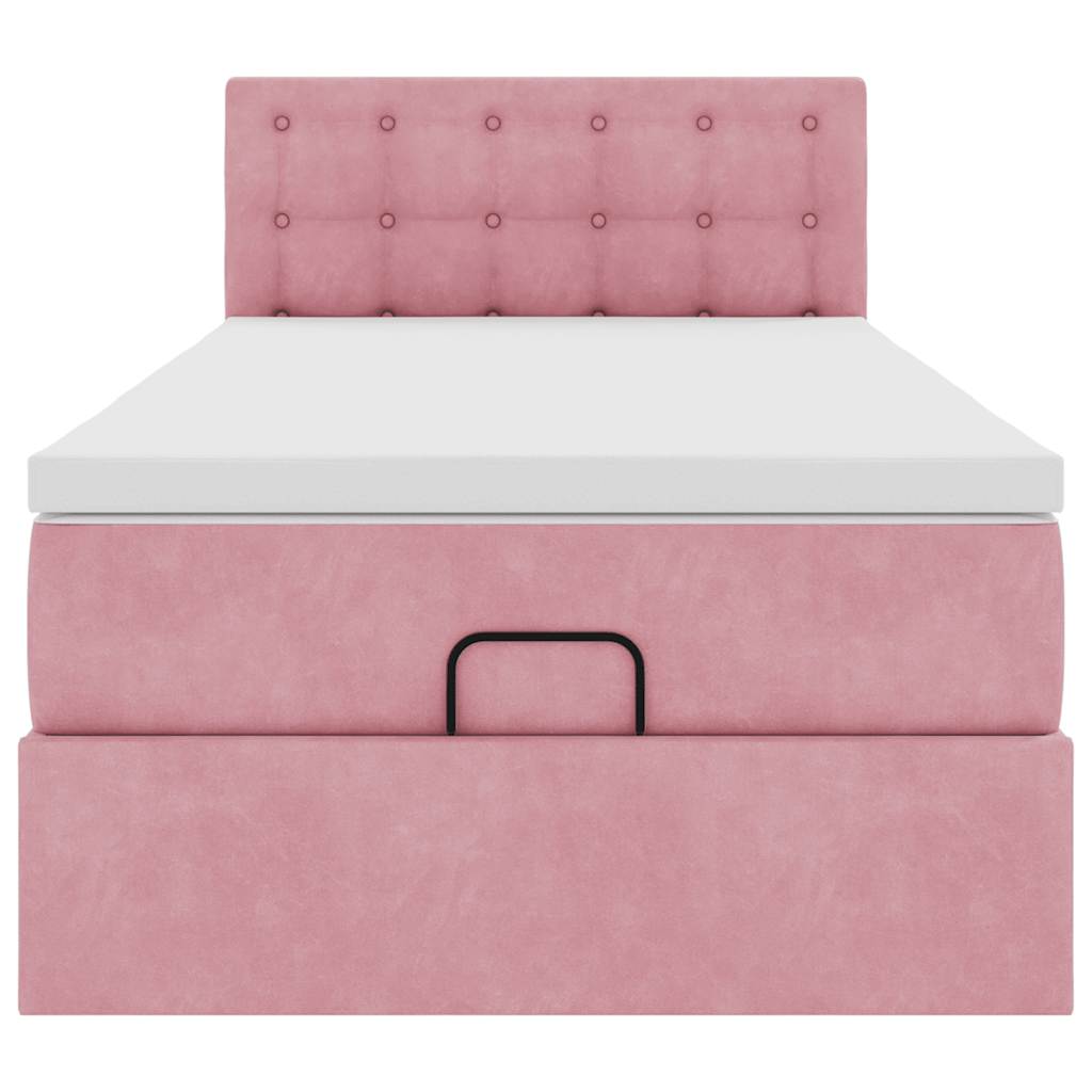 Ottoman-Bett mit Matratze Rosa 100x200 cm Samt