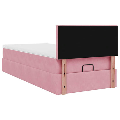 Ottoman-Bett mit Matratze Rosa 100x200 cm Samt