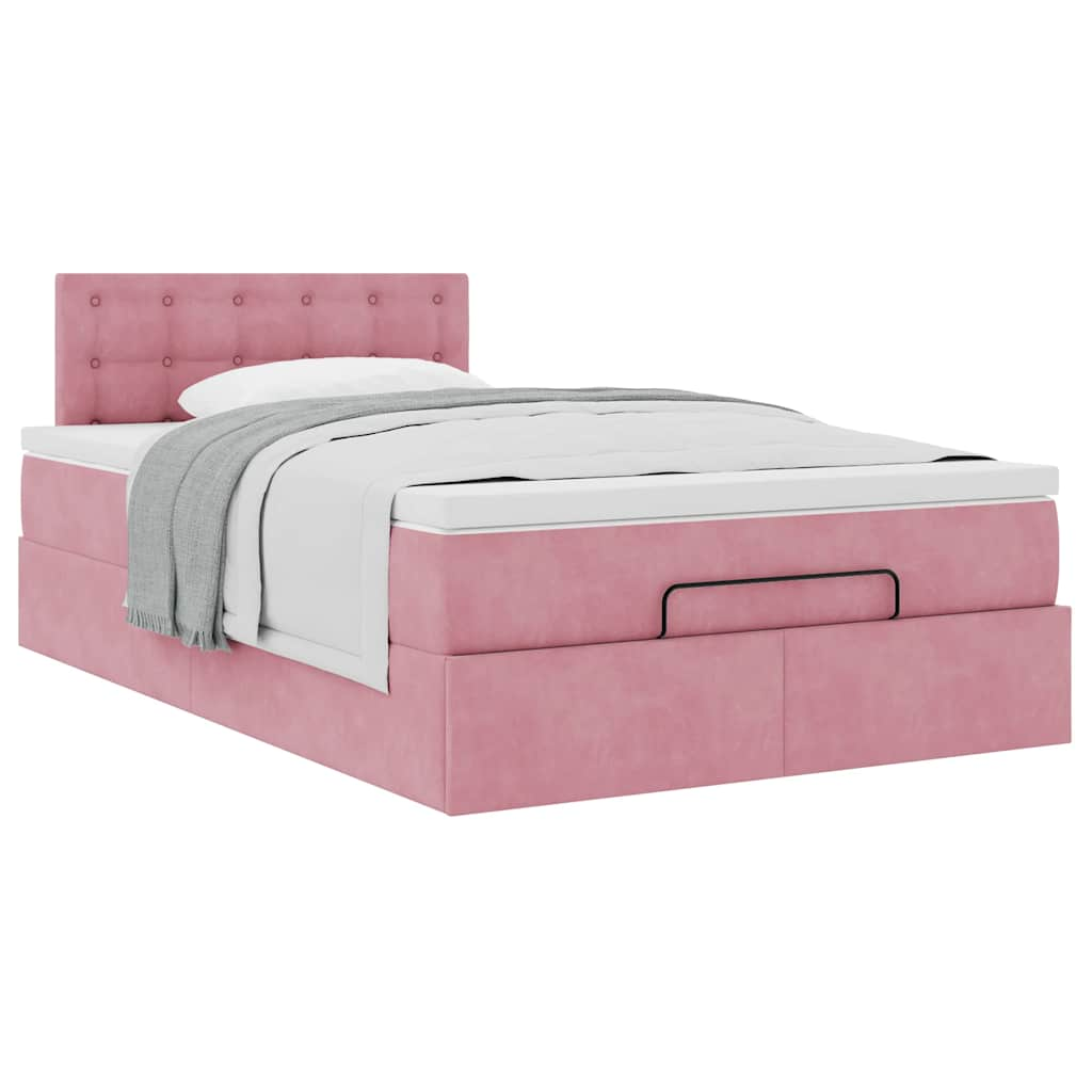 Ottoman-Bett mit Matratze Rosa 120x190 cm Samt