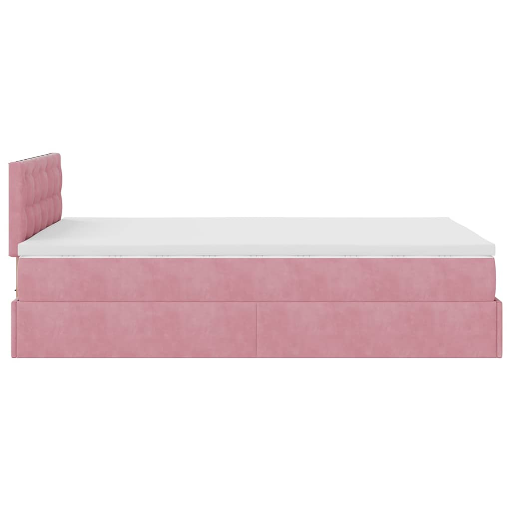 Ottoman-Bett mit Matratze Rosa 120x190 cm Samt