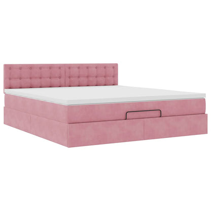 Ottoman-Bett mit Matratze Rosa 180x200 cm Samt