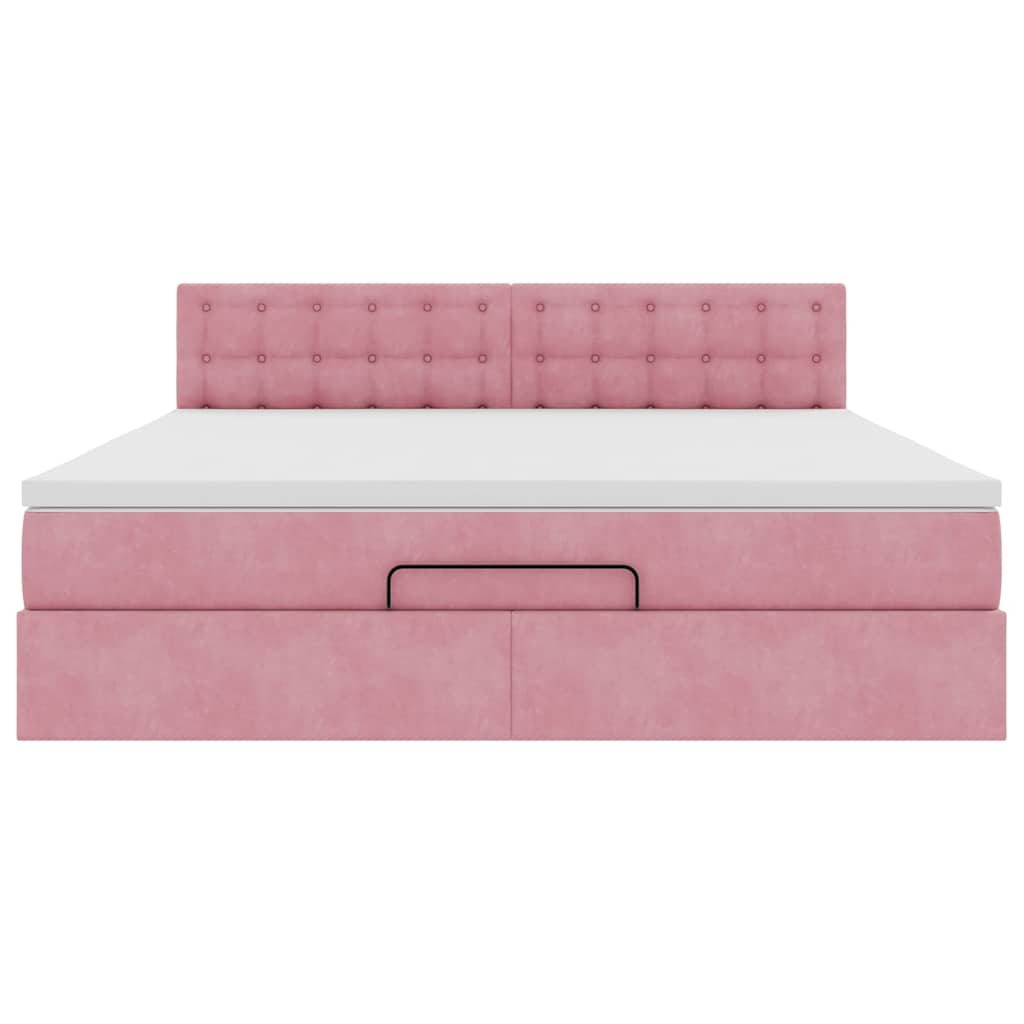 Ottoman-Bett mit Matratze Rosa 180x200 cm Samt