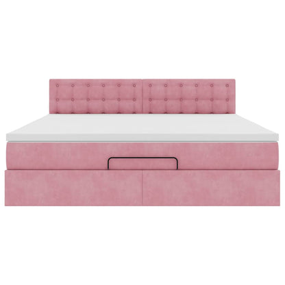 Ottoman-Bett mit Matratze Rosa 180x200 cm Samt