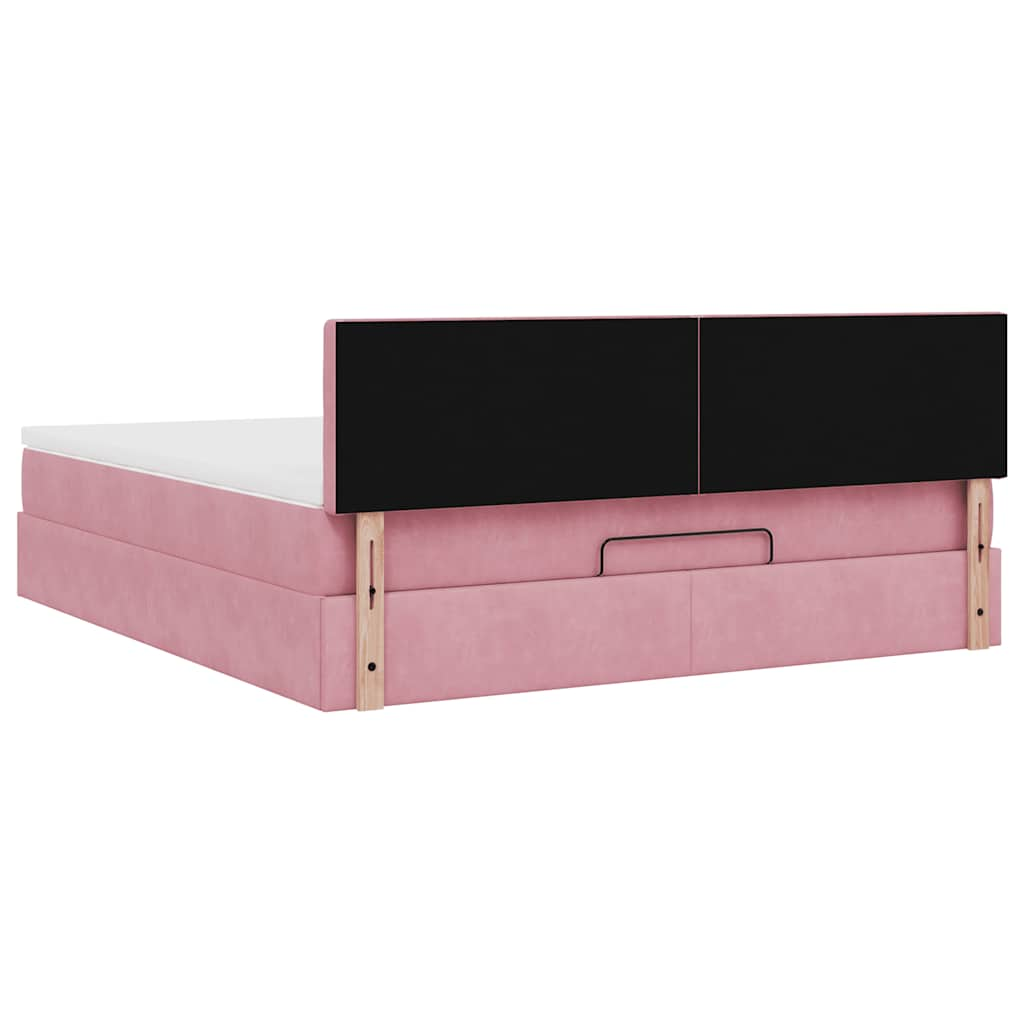 Ottoman-Bett mit Matratze Rosa 180x200 cm Samt