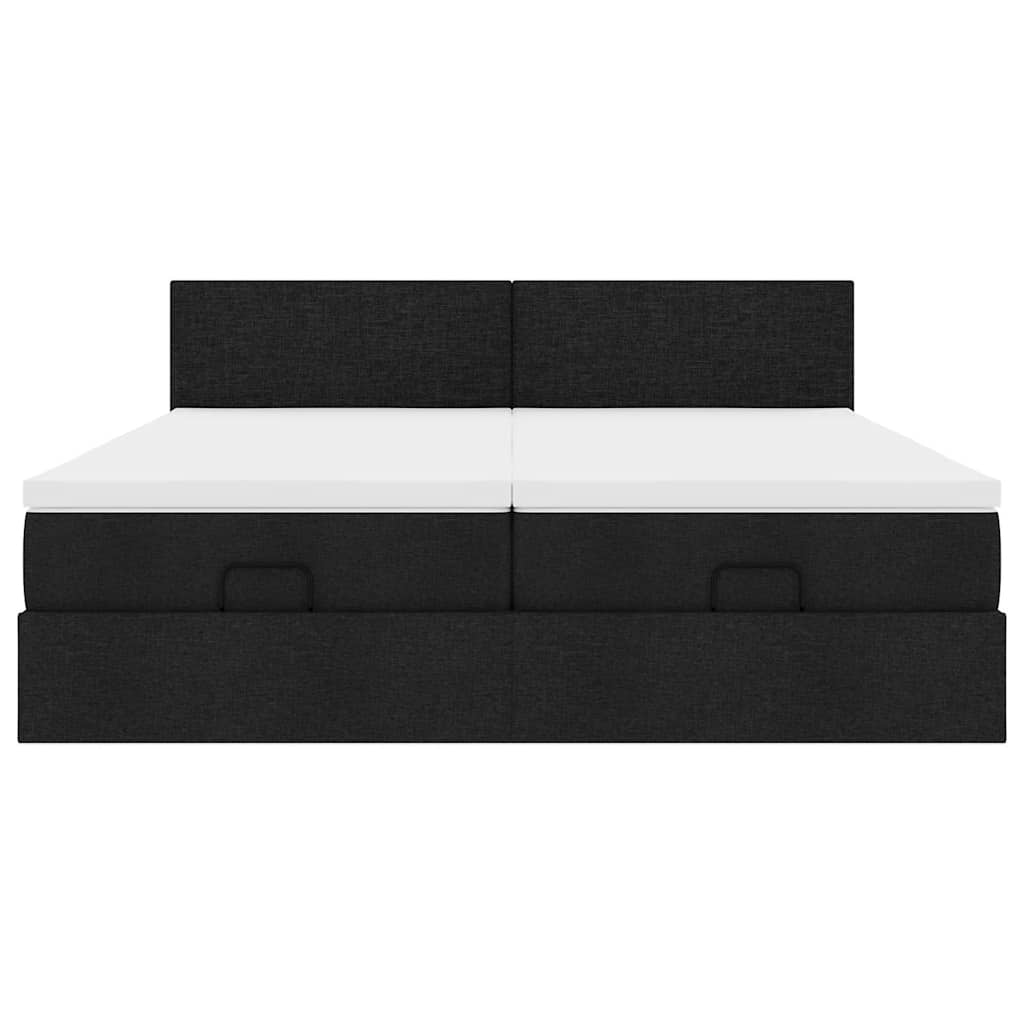 Ottoman-Bett mit Matratzen Schwarz 180x200 cm Stoff