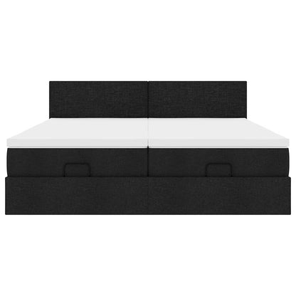 Ottoman-Bett mit Matratzen Schwarz 180x200 cm Stoff