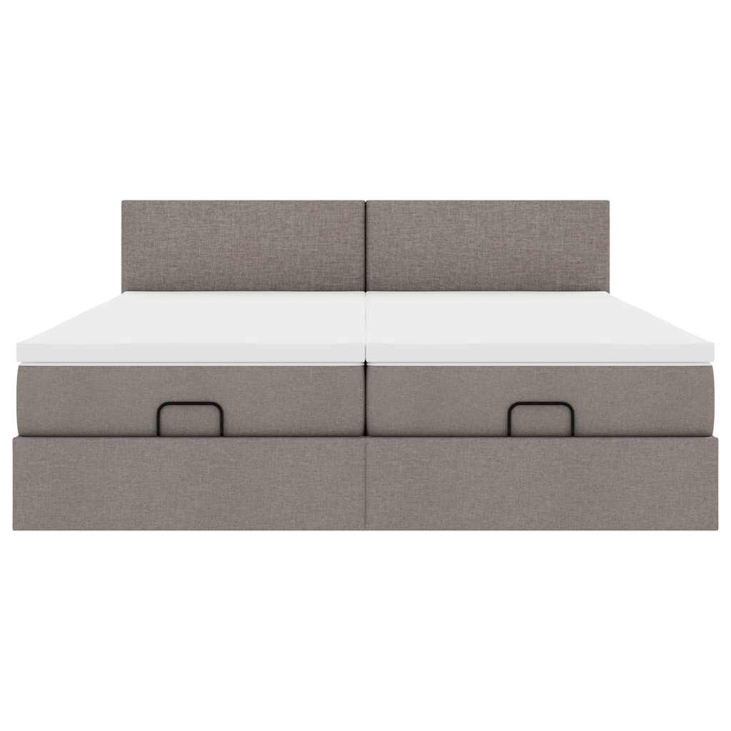 Ottoman-Bett mit Matratzen Taupe 180x200 cm Stoff