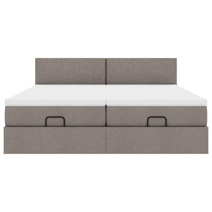 Ottoman-Bett mit Matratzen Taupe 180x200 cm Stoff