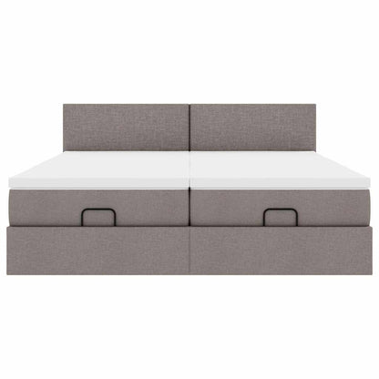 Ottoman-Bett mit Matratzen Taupe 200x200 cm Stoff