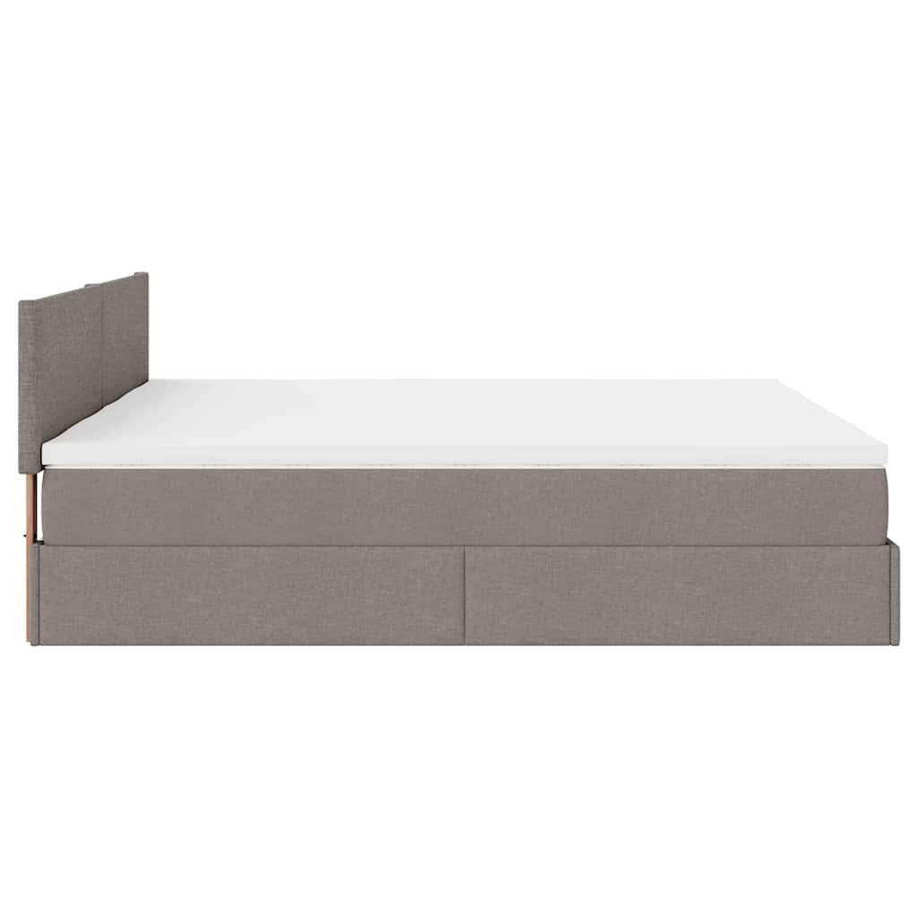 Ottoman-Bett mit Matratzen Taupe 200x200 cm Stoff