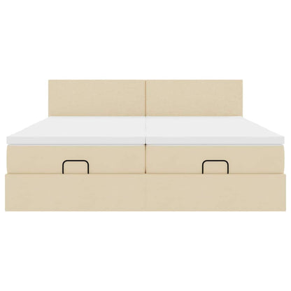 Ottoman-Bett mit Matratzen Creme 200x200 cm Stoff