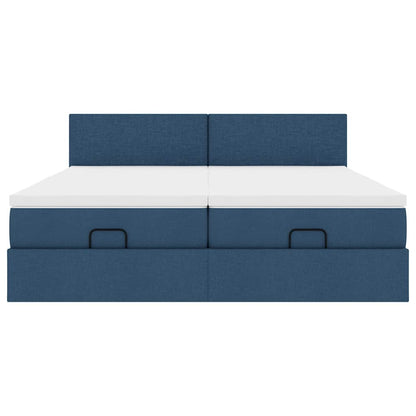 Ottoman-Bett mit Matratzen Blau 200x200 cm Stoff