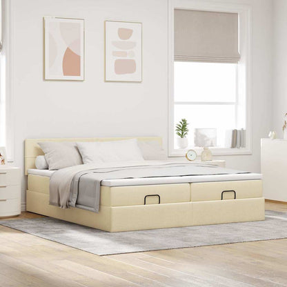 Ottoman-Bett mit Matratzen Creme 180x200 cm Stoff