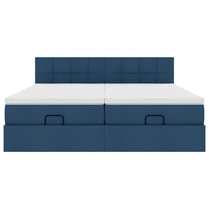 Ottoman-Bett mit Matratzen Blau 180x200 cm Stoff