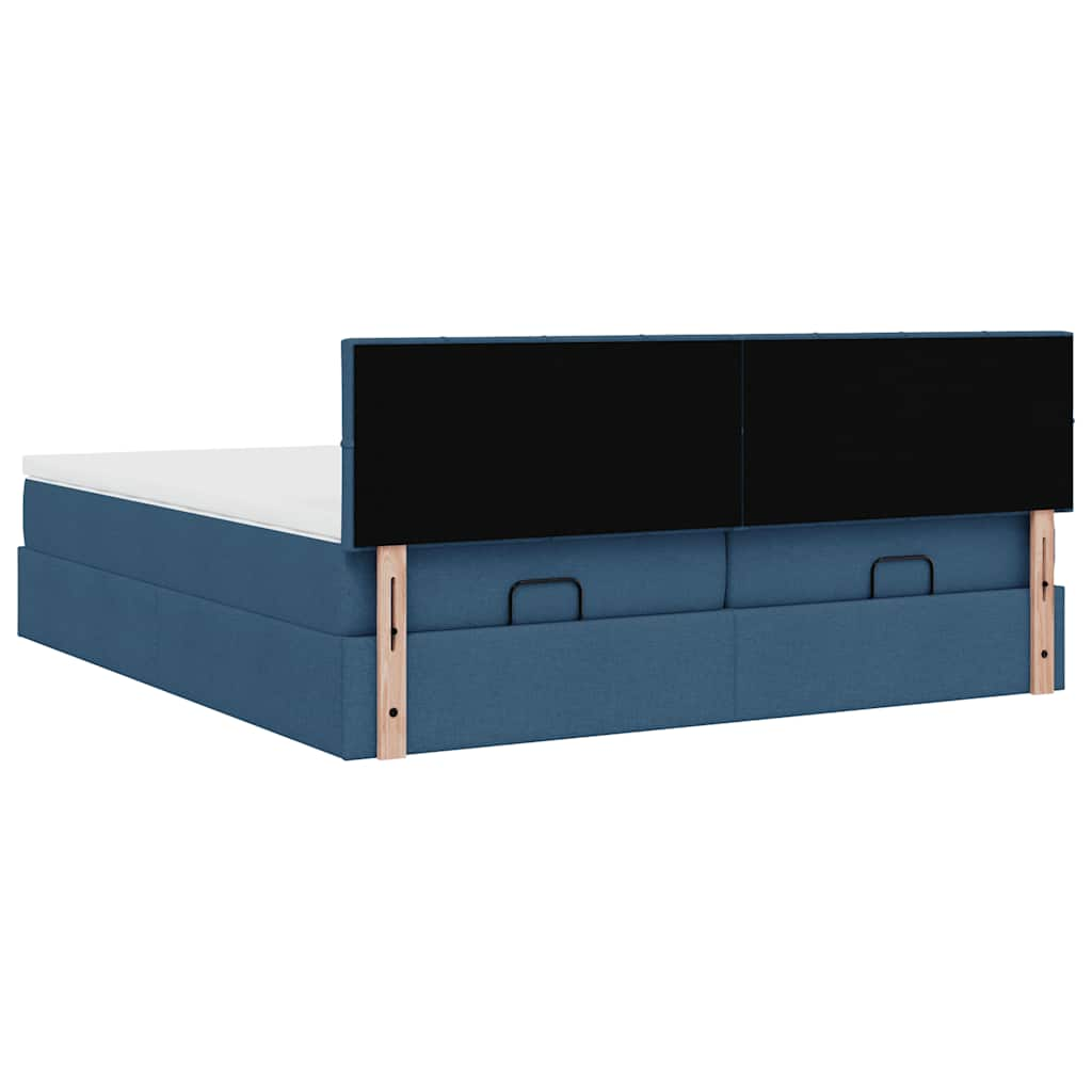 Ottoman-Bett mit Matratzen Blau 180x200 cm Stoff